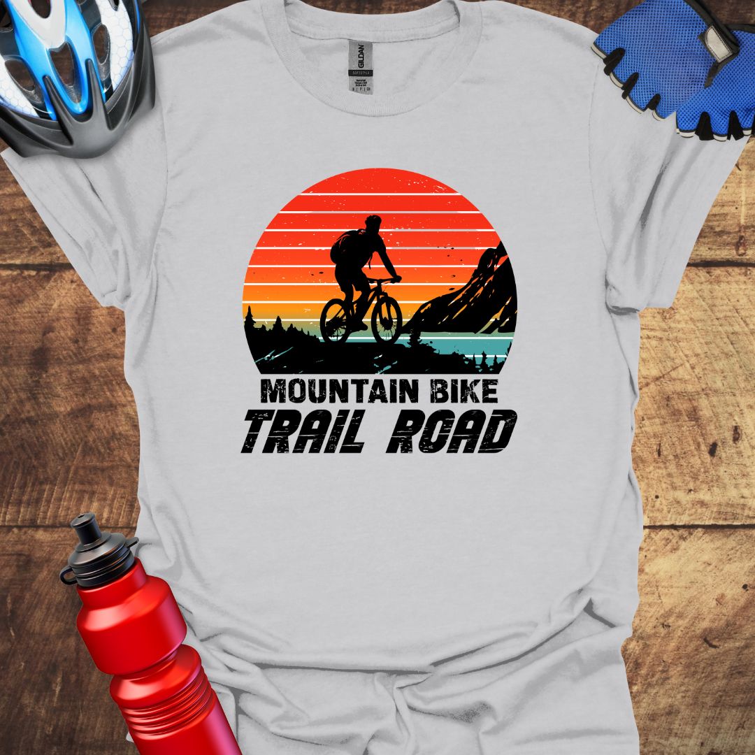 Mountain Bike Trail Road Grunge Style Art T-Shirt