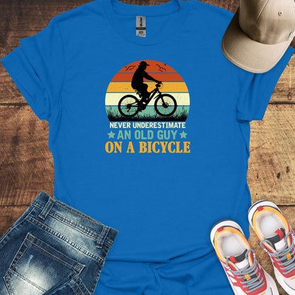 Never Underestimate An Old Guy On A Bicycle - Cycling T-shirt